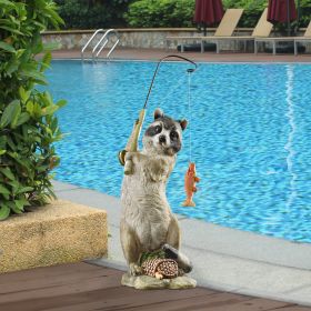THE MASKED FISHERMAN RACCOON STATUE